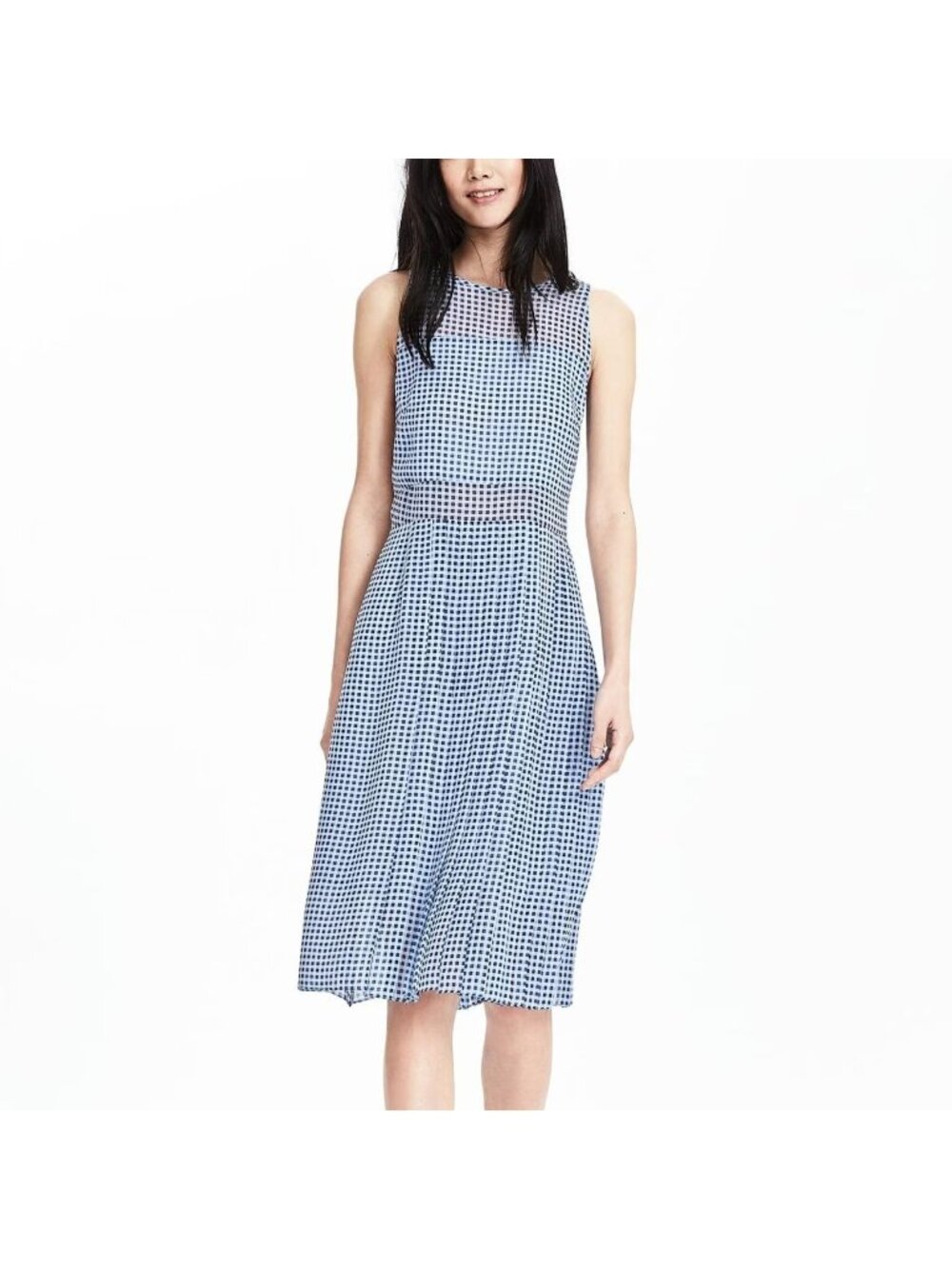Timo Weiland X Banana Republic Size 4 Blue Gingham Plaid Silk Sleeveless Dress